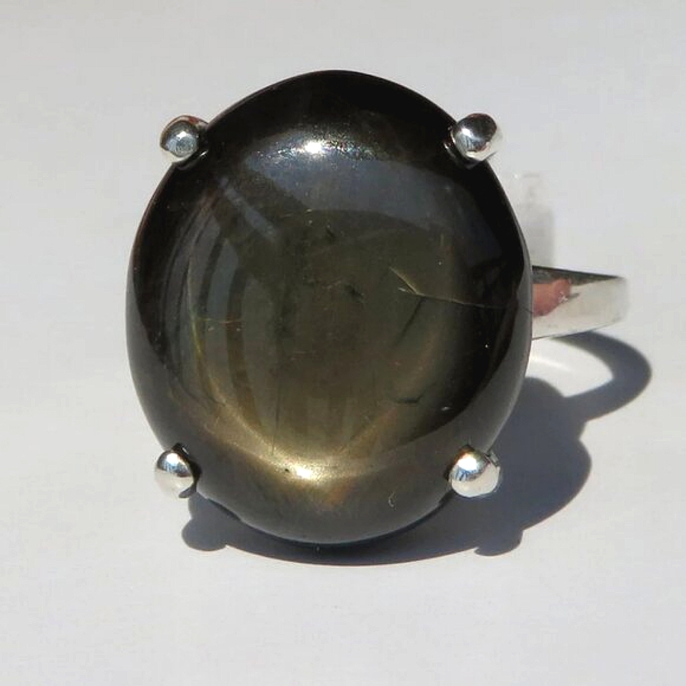 Giant Natural Black Star Sapphire In Sterling Silver Ring 18.55ct. Size 6